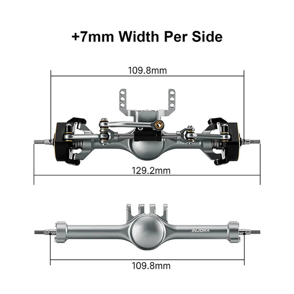 INJ4M-121BKFR     Injora Aluminum Planet Front & Rear Straight Axles Set for Traxxas® TRX-4M® w/Hydraulic Steering (Black) (+7mm) (Lay Down Servo)      | The RC Shop at Dr Dans