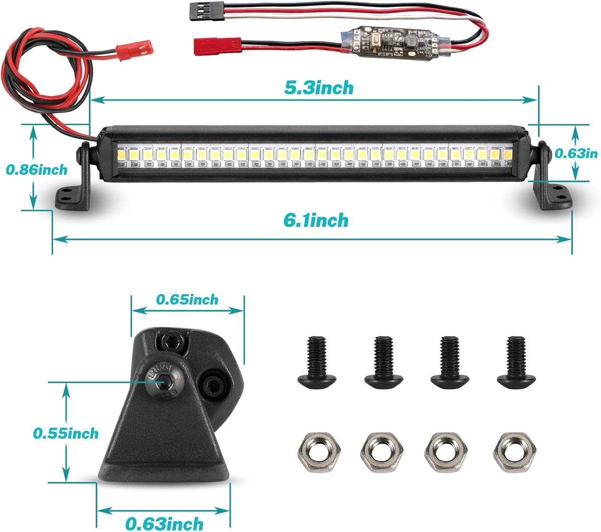 5.3" 30-LED Aluminum RC Light Bar for 1/8 & 1/10 Crawlers
