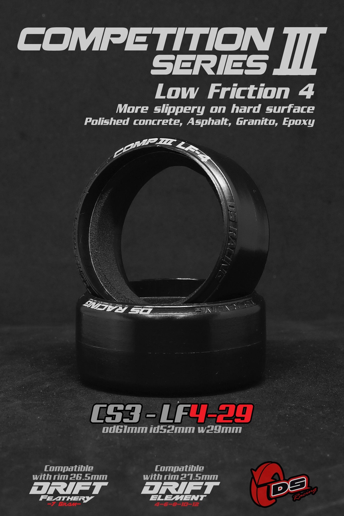 DS-CS3-LF4-29  Competition Series II LF4 29mm Drift tires