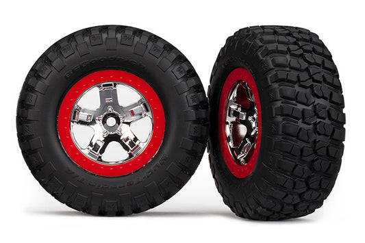 Traxxas BFGoodrich Mud-Terrain KM2 Tires on Chrome/Red SCT Wheels – Front 2WD Slash – 5869