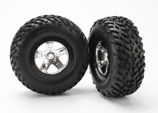 5873X    SCT Satin Chrome & Black Wheels & Off-Road Tires (2)       | The RC Shop at Dr Dans