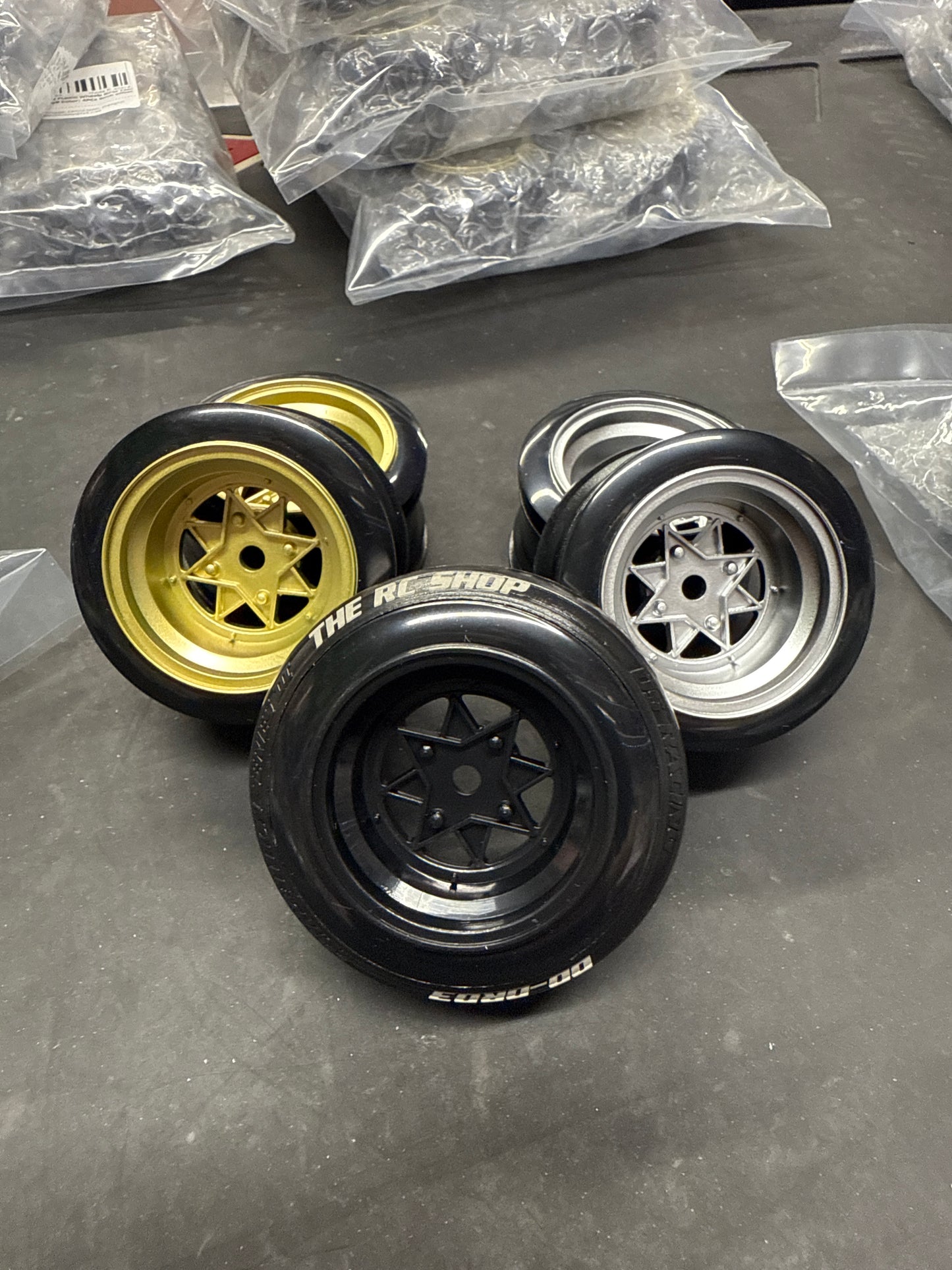 4pcs VINTAGE LOTUS STYLE DRIFT  RC Car 1/10 Scale Plastic Wheels Rims 12mm Nut