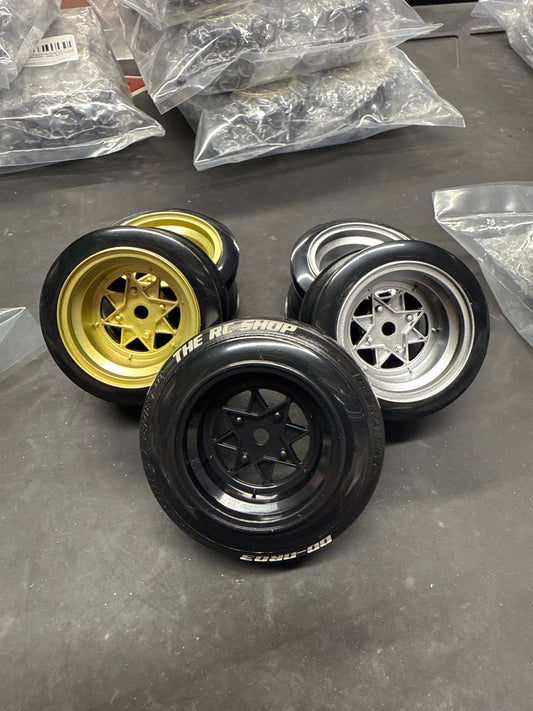 4pcs VINTAGE LOTUS STYLE DRIFT  RC Car 1/10 Scale Plastic Wheels Rims 12mm Nut