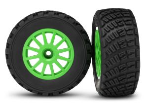 7473X Tires &amp; wheels, assembled, glued (Green wheels, BFGoodrich