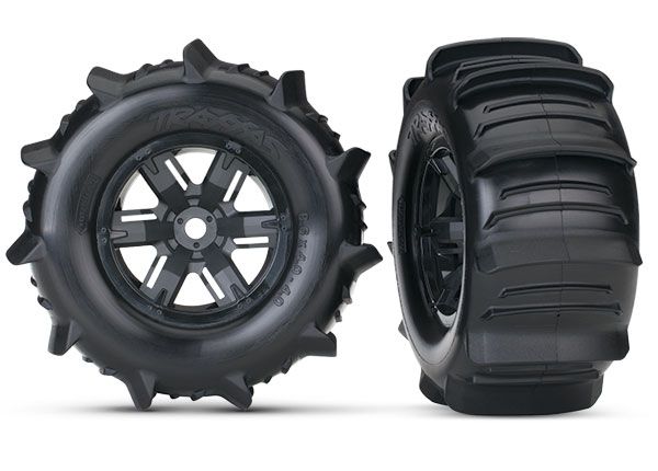 7773     X-Maxx Black Wheels w/ Paddle Tires (2)   | The RC Shop at Dr Dans