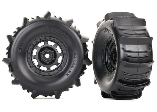 8475    Desert Racer Black Wheels w/ Paddle Tires (2)    |The RC Shop at Dr Dans