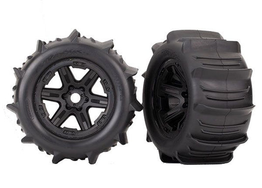8674    3.8" Black 6-Spoke Wheels w/ Paddle Tires (2)    |The RC Shop at Dr Dans