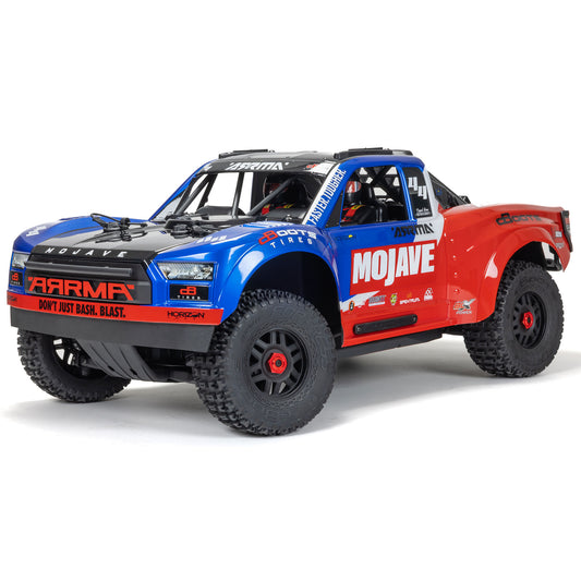 ARA4404T2	1/8 MOJAVE 4S 4X4 RTR Brushless Desert Truck, Blue/Red