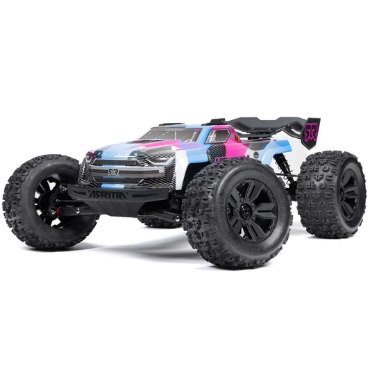 ARA8608V6T2	 1/8 KRATON 4X4 6S BLX BRUSHLESS V6 SPEED TRUCK RTR BLUE/PINK