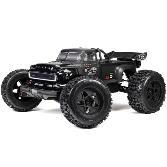 ARA8611V6T1 1/8 NOTORIOUS 6S 4X4 RTR Brushless Stunt Truck, Black