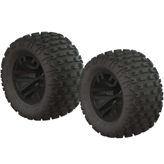 ARAC9632 1/10 dBoots Fortress MT 2.2/3.0 Pre-Mounted Tires, 14mm Hex, Black (2)