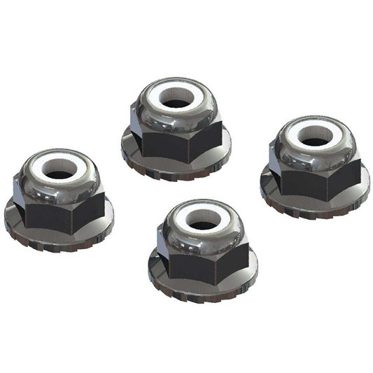 ARAC9699 AR708008 Flanged Nyloc Locknut 4mm Silver (4)