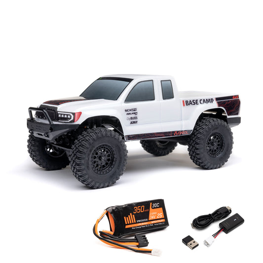 AXI-1219T1	 1/24 SCX24 Base Camp 4x4 Rock Crawler Brushed RTR - White