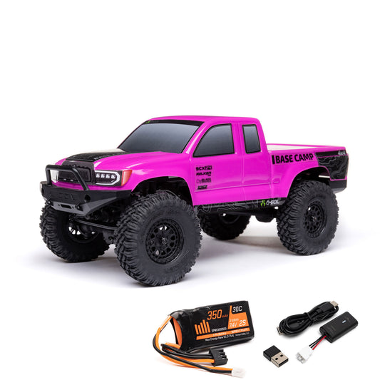 AXI-1219T3	 1/24 SCX24 Base Camp 4x4 Rock Crawler Brushed RTR - Pink