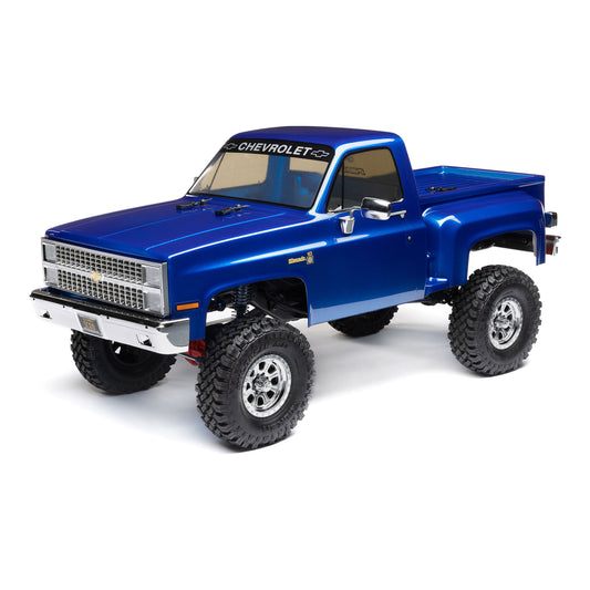 AXI03030T1	 1/10 SCX10 III Base Camp 1982 Chevrolet K10 4X4 RTR Brushed Rock Crawler, Blue