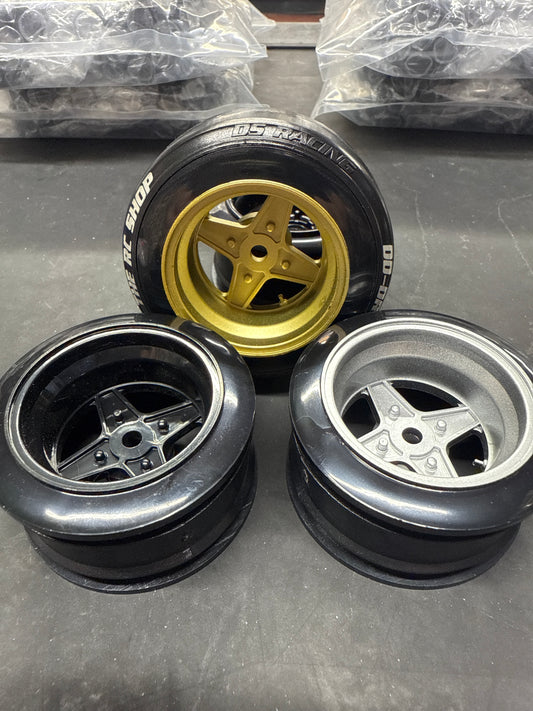 4pcs VINTAGE “Work Equip 01 “STYLE DRIFT  RC Car 1/10 Scale Plastic Wheels Rims 12mm Nut