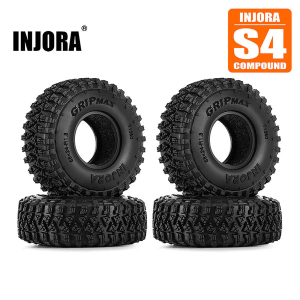 T1350   INJORA 1.3" 68*24mm S4 Gripmax Tires for 1/18 1/24 RC Crawlers (T1350)