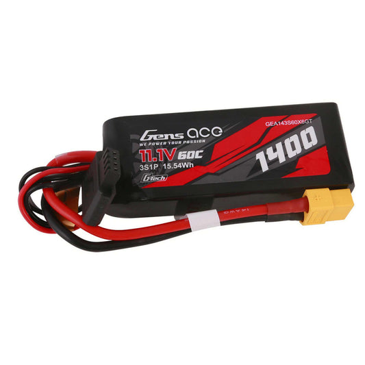 GEA143S60X6GT	 Gens Ace G-Tech Smart 3S LiPo Battery 60C (11.1V/1400mAh) w/XT60 Connector   | The RC Shop at Dr Dans