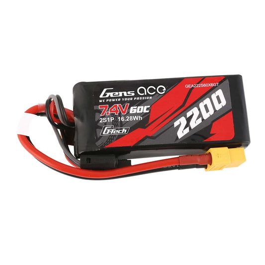 GEA222S60X6GT	 G-tech 60C 2S1P 7.4 v 2200mah Lipo, XT60 Plug