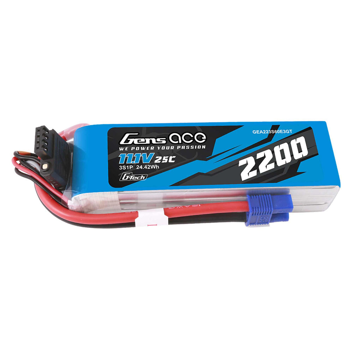 Gens Ace G-Tech 3S 11.1V 2200mAh 60C LiPo Battery EC3 – GEA223S60E3GT