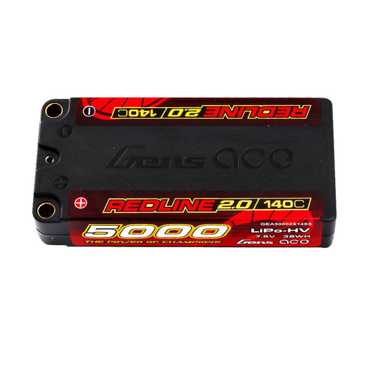 GEA50002S14S5   7.6V 5000mAh 2S 140C Redline 2.0 LiHV Hardcase Battery: 5.0mm Bullet    | The RC Shop at Dr Dans