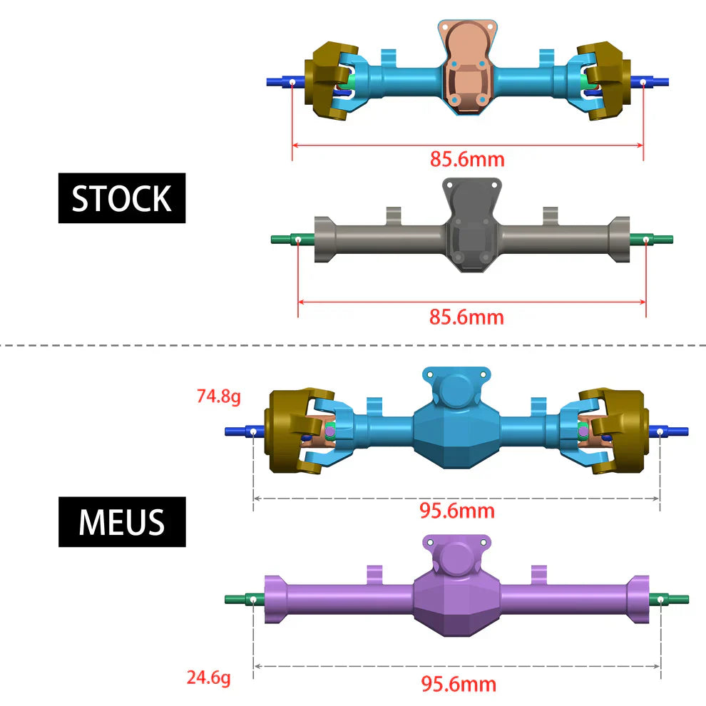HD-SCX24-01-KY1569     MEUS Racing Plastic Nylon Isokinetic 3-Section CVD Front Rear Axles Maximum Steering Angle 52° +5MM for SCX24 Deadbolt C10 JLU Gladiator Bronco       | The RC Shop at Dr Dans