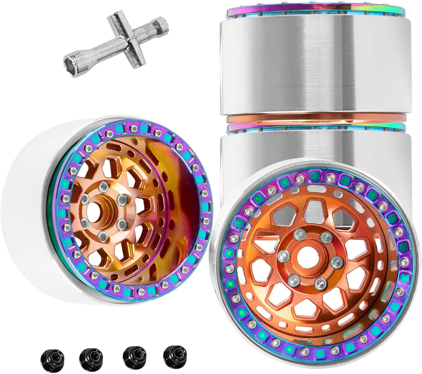 RC Aluminum 2.2IN Wheel Rim Beadlock Wheel Tires for 1/10 SCX10 90046 AX103007 SCX10 II SCX10 III TRX4 TRX6 Gen7 8 D90 VS4-10 MST CFX.Wheel Hub Rim Beadlock Heavy Duty.Bronze&Colour(4pcs)           | The RC Shop at Dr Dans