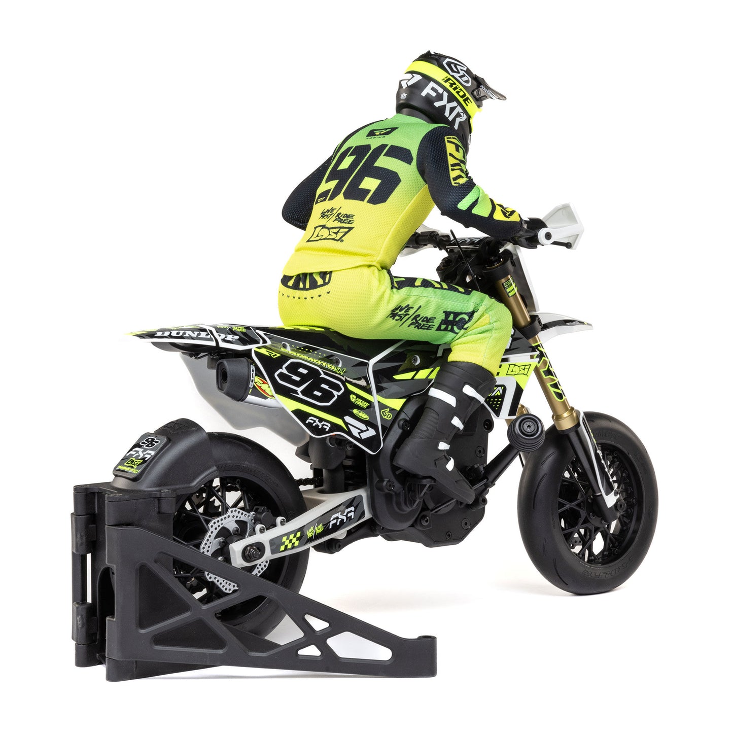 LOS-2310	 Promoto-SM 1/4 Super Moto Motorcycle, FXR, White: RTR with Battery and Charger