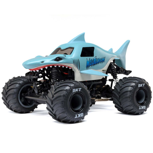 LOS01026T3 - 1/18 Mini LMT Megalodon 2S 4X4 RTR Brushed Monster Truck (Battery &amp; Charger Included), Blue