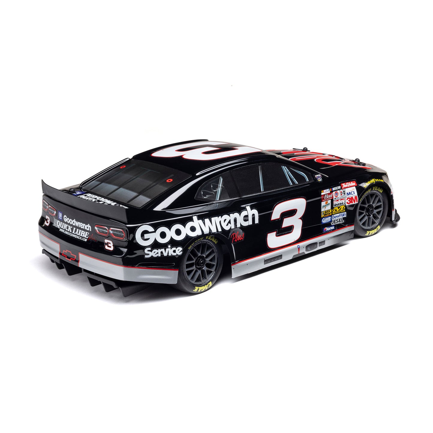 LOSF1122503 1/12 NASCAR RC Race Car RCR No. 3 GM Goodwrench Chevrolet ZL1 2S AWD RTR Brushed On-Road (Battery & Charger Included), Black