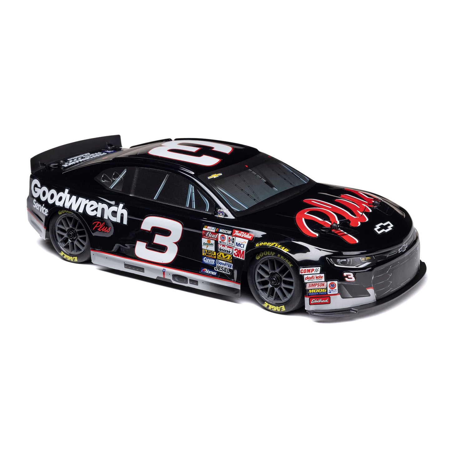 LOSF1122503 1/12 NASCAR RC Race Car RCR No. 3 GM Goodwrench Chevrolet ZL1 2S AWD RTR Brushed On-Road (Battery & Charger Included), Black