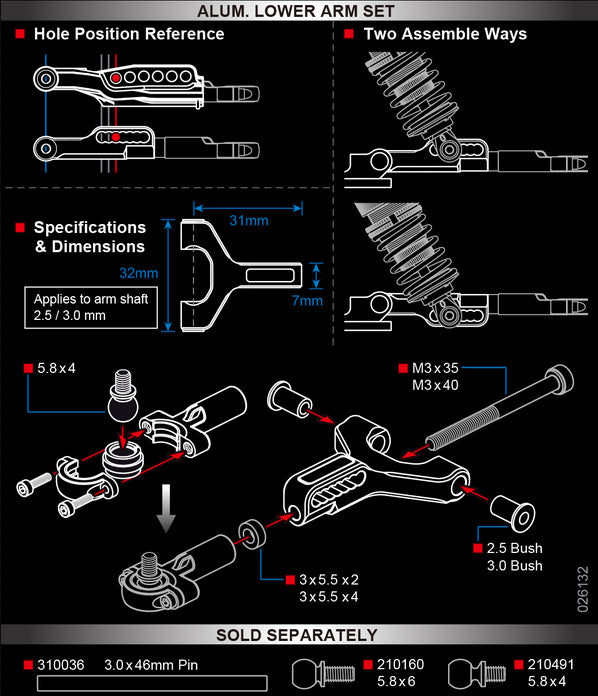 MXS-820117   MST Alum. front lower arm set (black)
