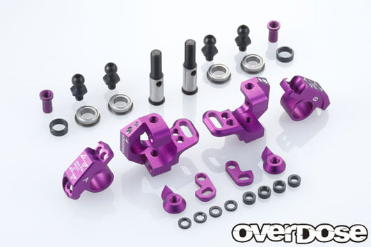 OVERDOSE Adjustable Aluminum Knuckle Set Type-2 for RWD Drift Cars (Purple / Black / Red)