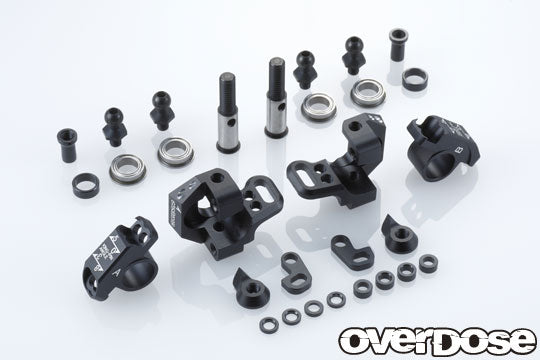 OVERDOSE Adjustable Aluminum Knuckle Set Type-2 for RWD Drift Cars (Purple / Black / Red)