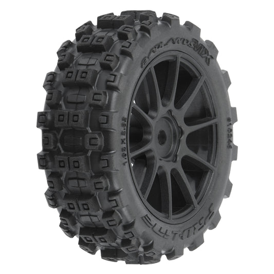 PRO1024610	 Badlands MX 1.9" All-Terrain Buggy Tires (4) Mounted on Mach-10 Black 1.9" 12mm Hex Wheels for Typhon GROM 4x4 Front or Rear