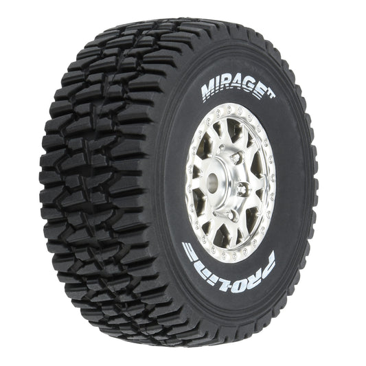 PRO1025310	 Mirage TT F/R Tires Mounted 12mm Hex Satin Silver Impulse (4) for Arrma Mojave Grom