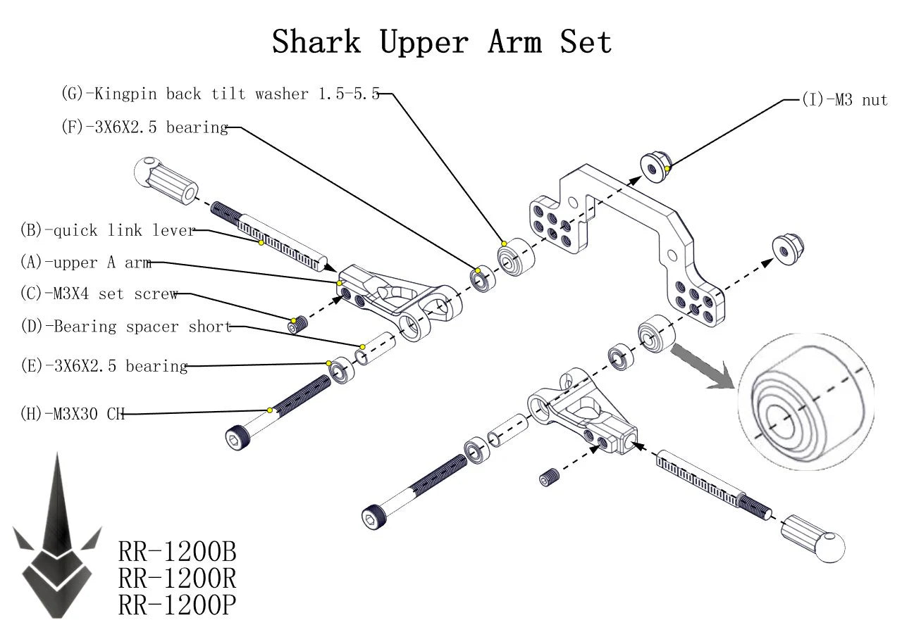 RR-1200    SHARK - Upper Aluminum Arm Set  [Rhino Racing]    | The RC Shop at Dr Dans