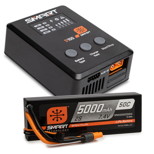 SPMX-1031	 Smart Powerstage Surface Bundle: 5000mAh 2S 50C LiPo Battery (IC3) / 100W S100 Charger  | The RC Shop at Dr Dans
