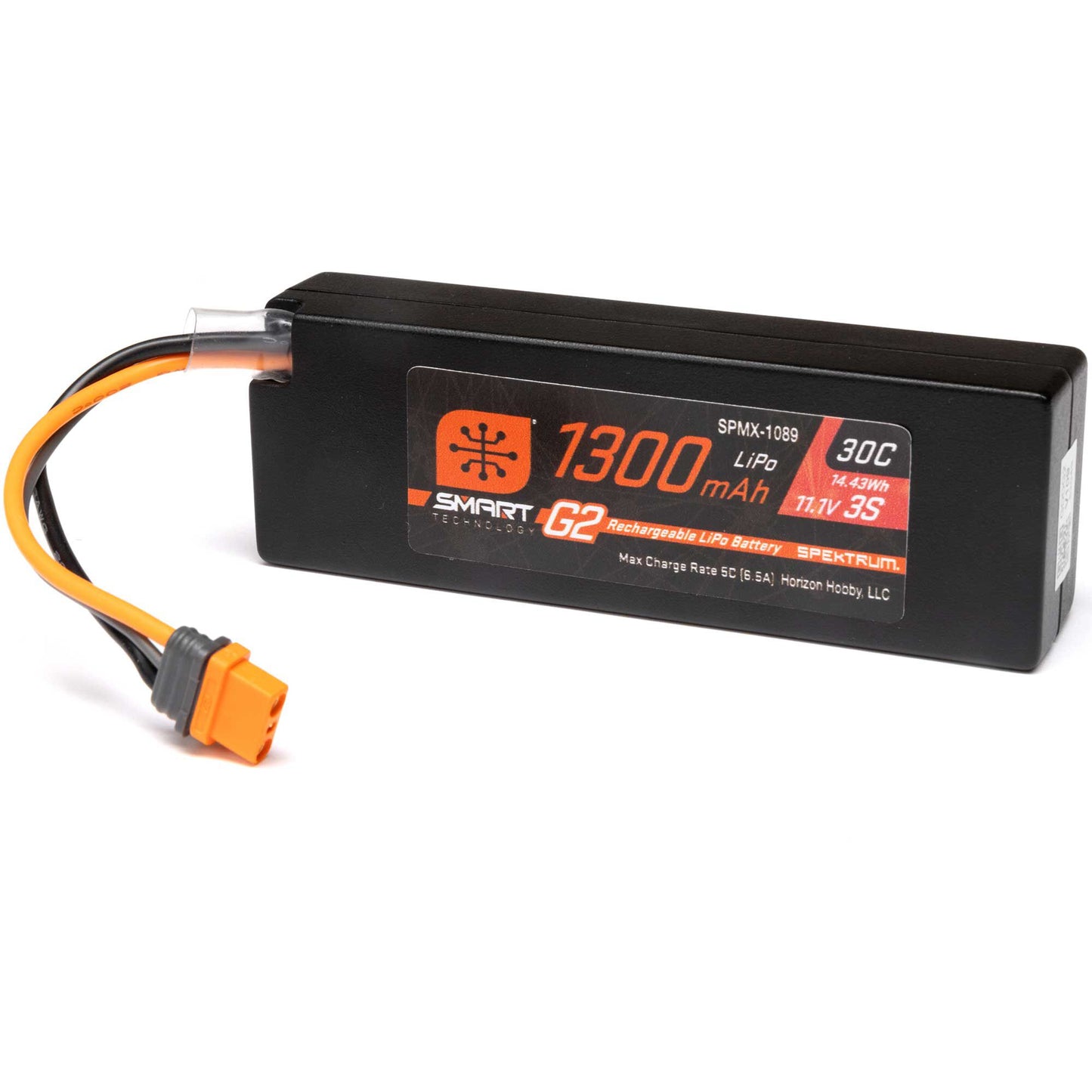 SPMX-1089	 11.1V 1300mAh 3S 30C Smart G2 LiPo Battery: IC2 Connector