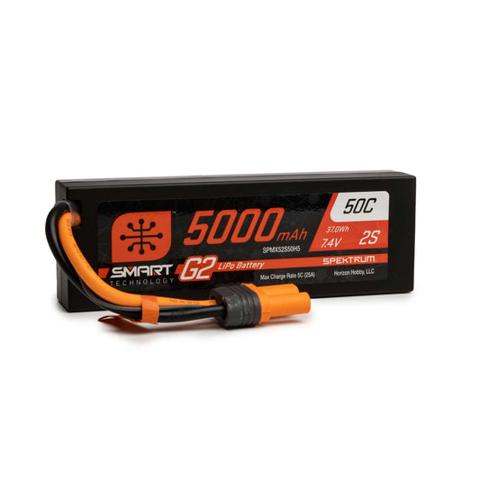 SPMX52S50H5 5000mAh 2S 7.4V Smart G2 LiPo 50C Hard Case; IC5