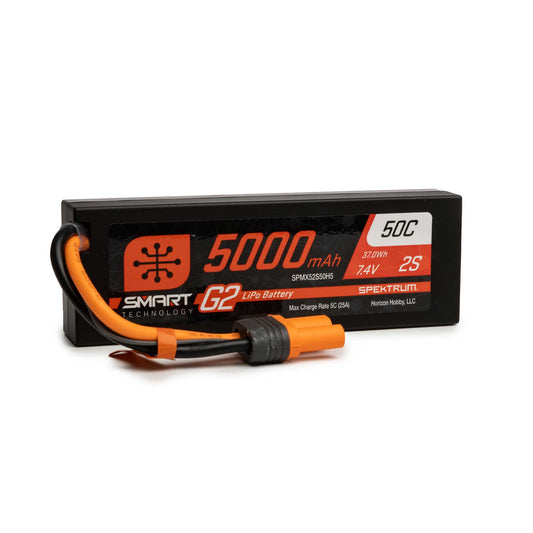 SPMX52S50H5 5000mAh 2S 7.4V Smart G2 LiPo 50C Hard Case; IC5  | The RC Shop at Dr Dans