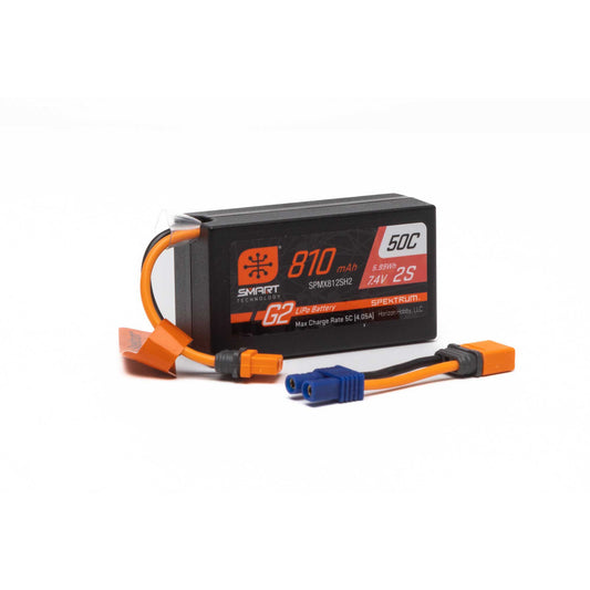 SPMX812SH2 810mAh 2S 7.4V Smart G2 50C LiPo; IC2  | The RC Shop at Dr Dans