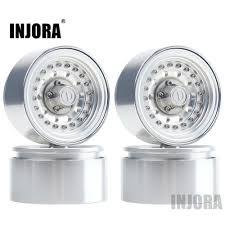 INJORA 4PCS 1.9" Black/Silver Aluminum Beadlock Wheel Rims For RC Crawler