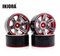 INJORA 4PCS 1.9" 6-Spoke Metal Beadlock Wheel Rims For 1/10 RC Crawler