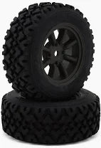 KYOFATH709BKM Kyosho FZ02-R Vintage Rally Pre-Mounted Tires (2) (Medium) w/12mm Hex & 8-Spoke Watanabe Wheels