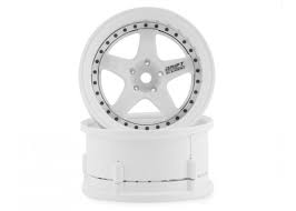 DSC-DE-002  DS Racing Drift Element 5 Spoke Drift Wheels (Triple White w/Black Rivets) (2) (Adjustable Offset) w/12mm Hex