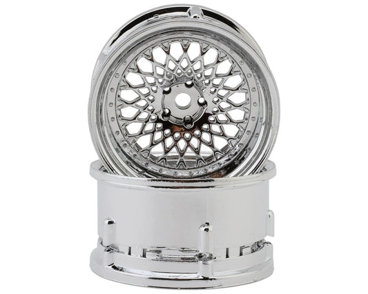 DSC-DE-308 DS Racing Element Mesh Drift Wheels (Tri Chrome) (Adjustable Offset) (2) w/12mm Hex
