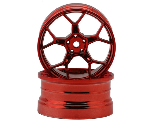 DS Racing Feathery Split Spoke Drift Wheels (Red Hi Gloss) (2) (6mm Offset) w/12mm Hex | THE RC SHOP AT DRDANS