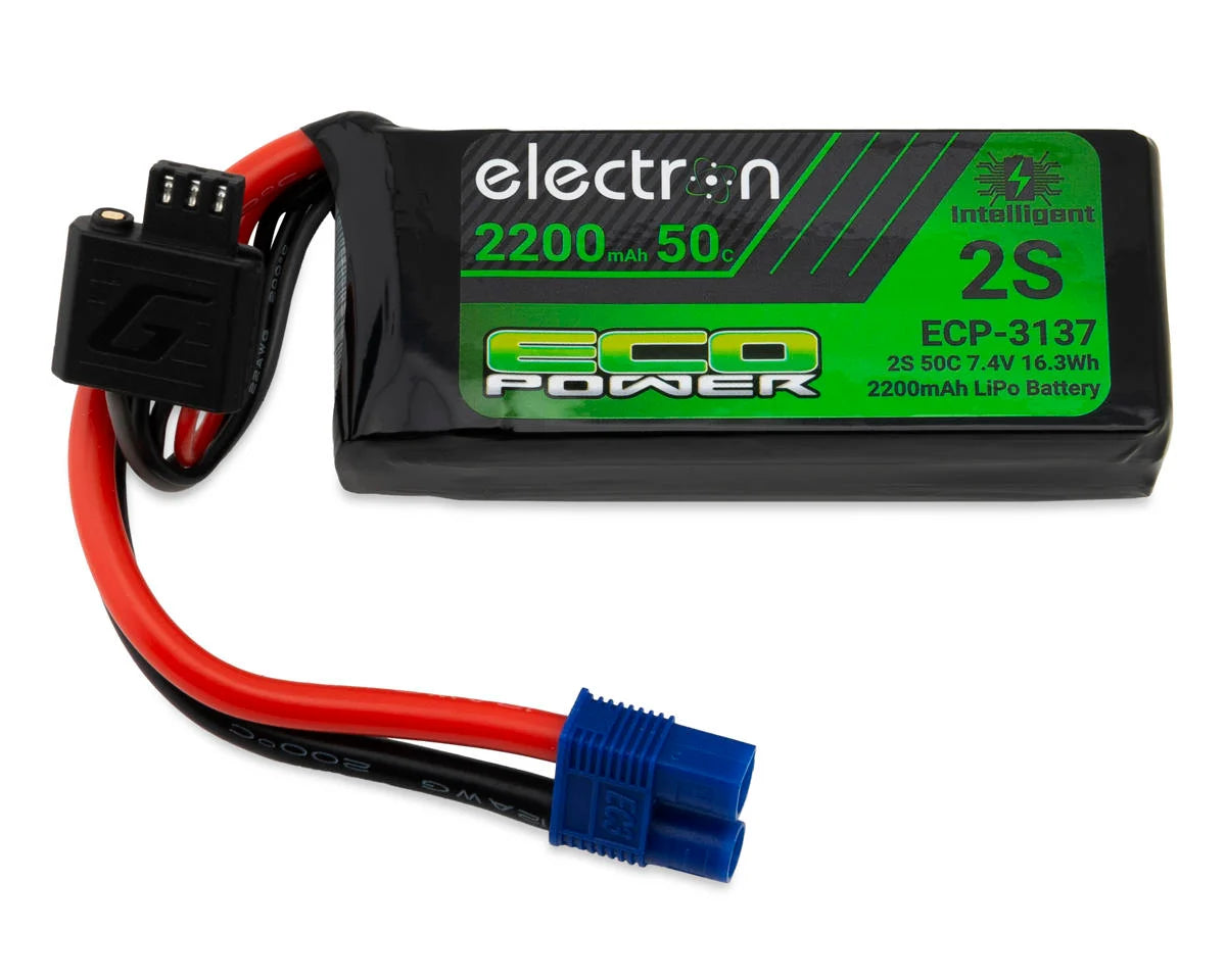ECP-3137     EcoPower "Electron" 2S 50C Intelligent LiPo Battery w/EC3 Connector (7.4V/2200mAh) (SCX10 Series & Other 1/10)     | The RC Shop at Dr Dans