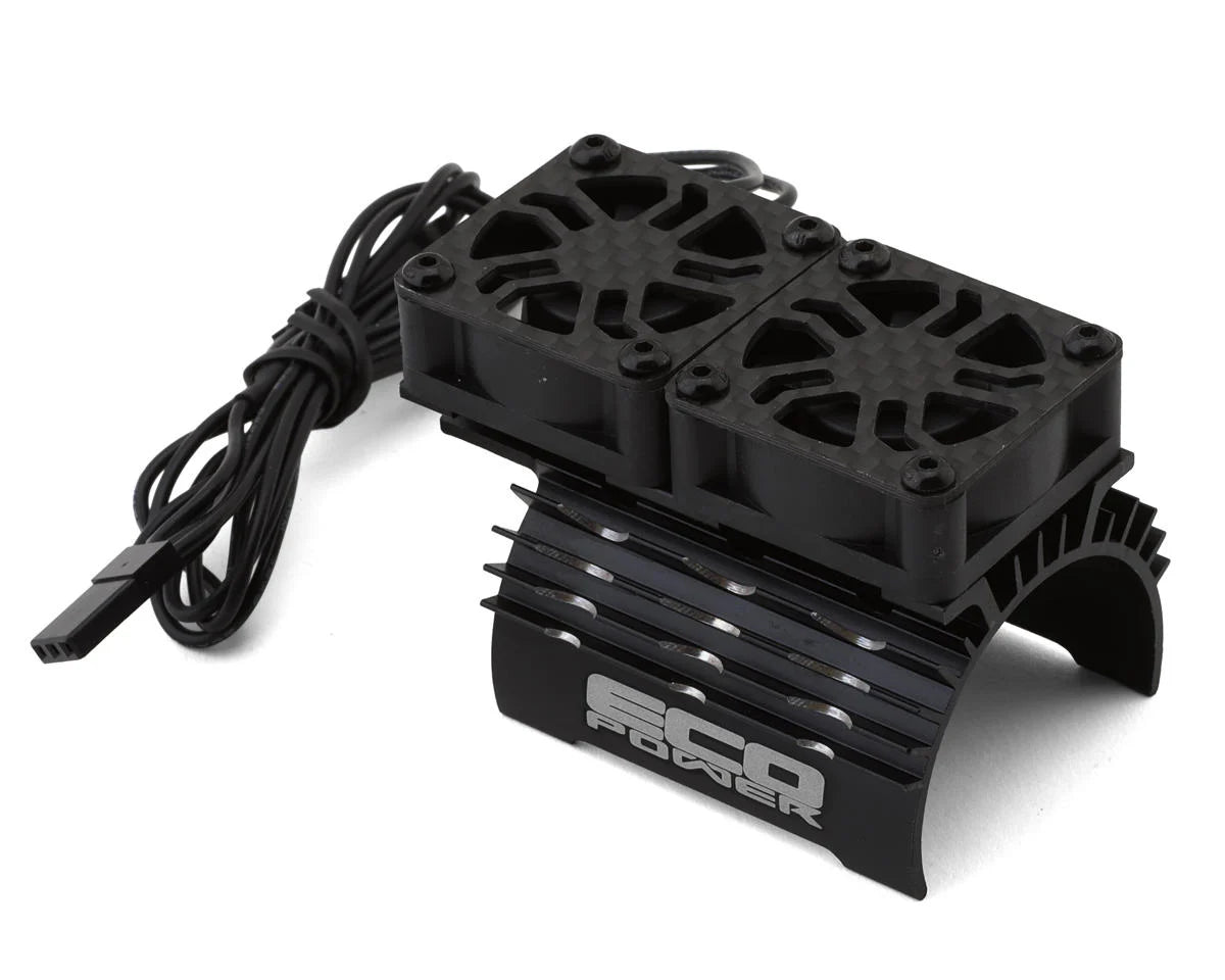 EcoPower 540-550 Motor Aluminum Heat Sink (Black) w/25mm Cooling Fan